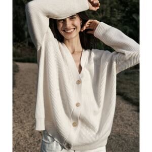 Jenni Kayne S Fisherman 100% Cashmere Cocoon Cardigan Sweater Ivory $475